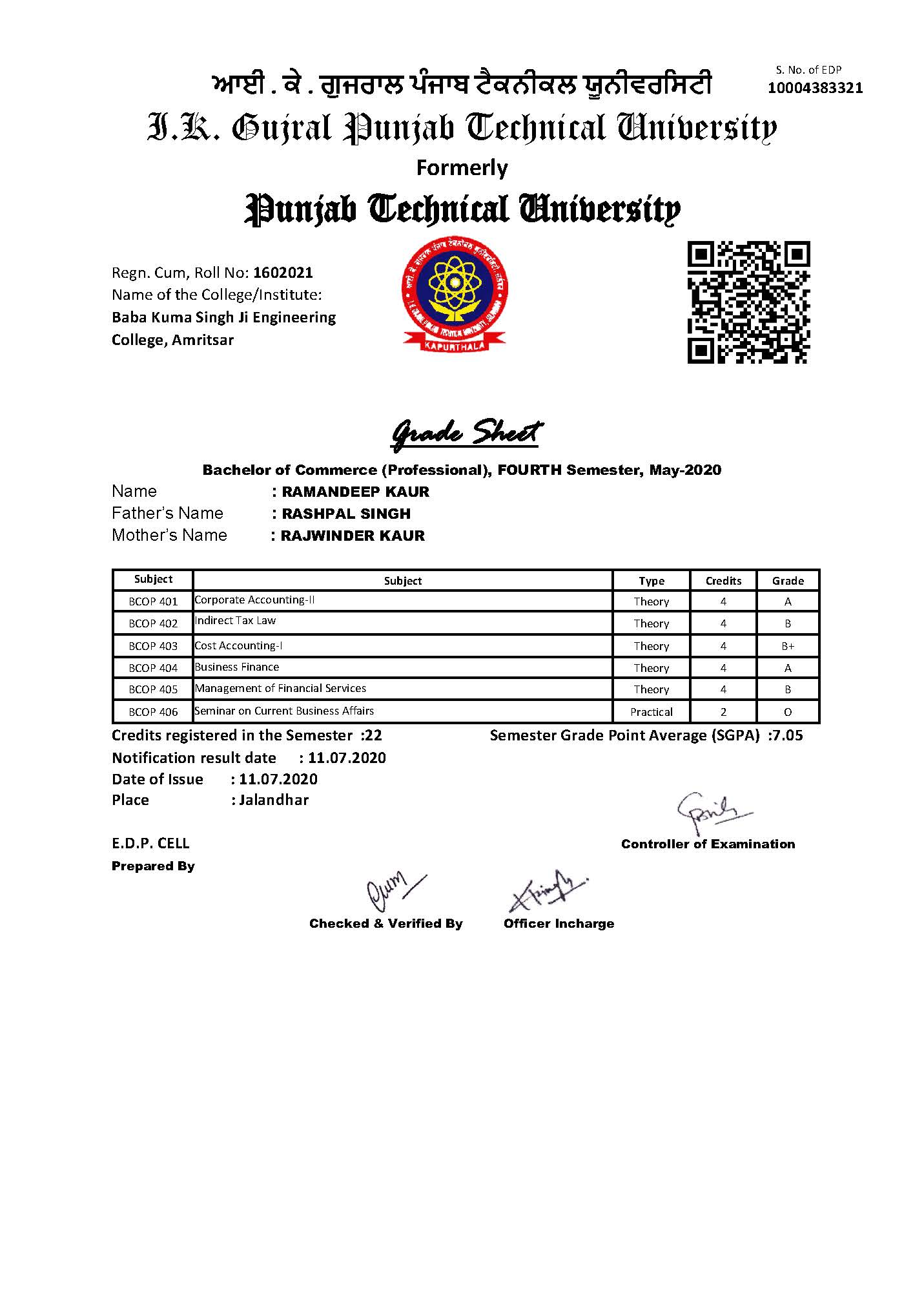 Online Degree/DMC Verification – I.K. GUJRAL, PUNJAB TECHNICAL ...